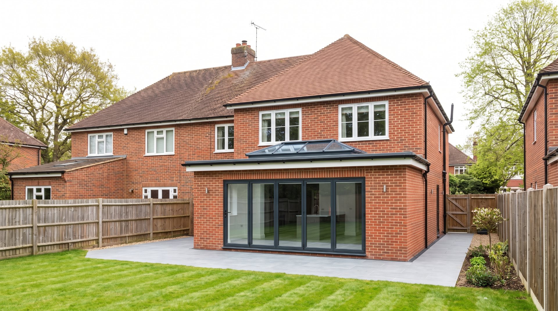 Two storey rear extension on a brick house in Basingstoke built by Blue Finch Building Services